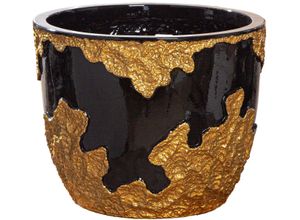 4063387590676 - Übertopf GILDE Übertopf rund Famosa goldfarben schwarz schwarz (goldfarben schwarz) B33cm H26cm T33cm Ø33cm Pflanzgefäße 4063387590676 - Übertopf GILDE Übertopf rund Famosa goldfarben schwarz schwarz (goldfarben schwarz) B33cm H26cm T33cm Ø33cm Pflanzgefäße