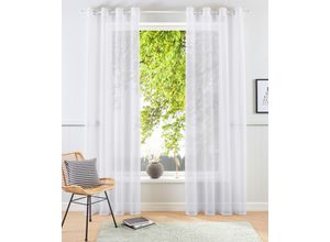 6941446605944 - Gardine MY HOME XANA mit Ösen Kräuselband oder Schlaufen Gr 2 weiß B140cm H175cm Voile Polyester Gardinen Bestseller einfarbig 1 bzw 2 Schals pflegeleicht Schal Topseller