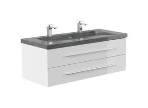4251982676974 - POSSEIK Waschbecken mit Unterschrank YAMO 130 weiß glanz 1300 x 450 x 500 cm