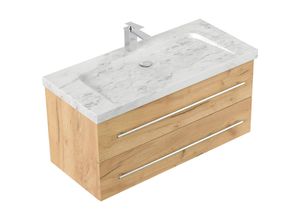 4251982676844 - POSSEIK Waschbecken mit Unterschrank WHITE YAMO 100 eiche gold 1000 x 450 x 500 cm