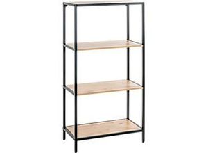 4001070374066 - Regal HAKU 4 Fachböden mit jeweils bis zu 15 kg Tragkraft B 640 x T 350 x H 1290 mm Stahl Holz schwarz helles Eiche-Dekor