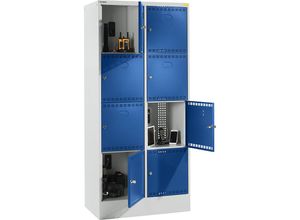4047417511381 - LISTA Akku-Ladeschrank mit Schließfächern mit 2 x 4 Fächern 2 x 230 V grau blau 4047417511381 - LISTA Akku-Ladeschrank mit Schließfächern mit 2 x 4 Fächern 2 x 230 V grau blau