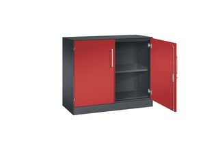 4062084798552 - Flügeltürenschrank ASISTO Höhe 897 mm Breite 1000 mm 1 Fachboden schwarzgrau feuerrot C+P 4062084798552 - Flügeltürenschrank ASISTO Höhe 897 mm Breite 1000 mm 1 Fachboden schwarzgrau feuerrot C+P
