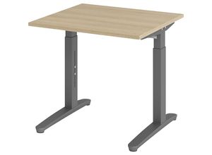 4032062172025 - eurokraft pro ANNY - Schreibtisch mit C-Fußgestell höhenverstellbar 650 - 850 mm Breite 800 mm Eiche   graphit