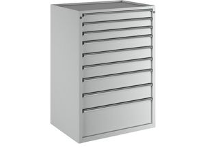 4014641092030 - Schubladenschrank BxT 910 x 675 mm Schubladentraglast 200 kg 9 Schubladen Höhe 1280 mm Front lichtgrau ANKE