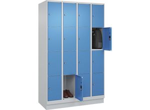4066681685291 - 4er-Schließfachschrank Classic PLUS 4 Abteile lichtgrau lichtblau B 1200 mm 16 Fächer mit Bodensockel C+P 4066681685291 - 4er-Schließfachschrank Classic PLUS 4 Abteile lichtgrau lichtblau B 1200 mm 16 Fächer mit Bodensockel C+P