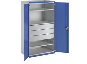 4014641089092 - Schwerlastschrank mit 3 Fachböden 3 Schubladen à 180 mm HxBxT 1950 x 1084 x 690 mm ANKE