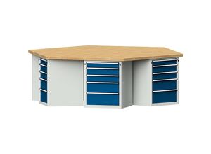 4014641168063 - Gruppen-Werkbank 6 Schränke je 5 Schubladen Buchemassivplatte ANKE