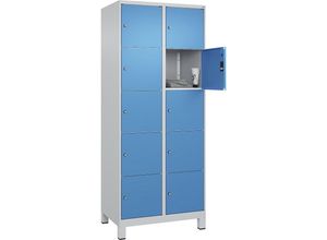 4066681680944 - 5er-Schließfachschrank Classic PLUS 2 Abteile lichtgrau   lichtblau B 800 mm 10 Fächer mit Füßen C+P