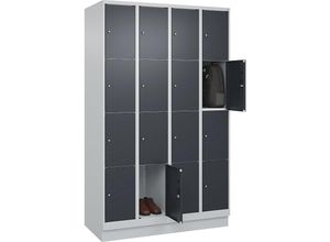 4066681685338 - 4er-Schließfachschrank Classic PLUS 4 Abteile lichtgrau   grau B 1200 mm 16 Fächer mit Bodensockel C+P