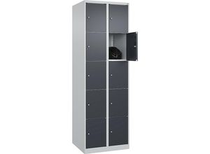 4067521350645 - 5er-Schließfachschrank Classic PLUS 2 Abteile lichtgrau grau B 600 mm 10 Fächer mit Bodengleitern C+P 4067521350645 - 5er-Schließfachschrank Classic PLUS 2 Abteile lichtgrau grau B 600 mm 10 Fächer mit Bodengleitern C+P