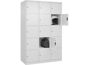 4067521352670 - 5er-Schließfachschrank Classic PLUS 3 Abteile verkehrsweiß B 1200 mm 15 Fächer mit Bodengleitern C+P 4067521352670 - 5er-Schließfachschrank Classic PLUS 3 Abteile verkehrsweiß B 1200 mm 15 Fächer mit Bodengleitern C+P