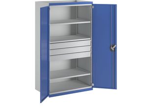 4014641089078 - Schwerlastschrank mit 3 Fachböden 3 Schubladen à 120 mm HxBxT 1950 x 1084 x 690 mm ANKE