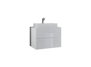 4051814384844 - 2-tlg Set 1 Waschtisch mit zwei Schubladen 1 Keramik Aufsatzwaschbecken Push to Open Funktion Waschplatz hängend Badmöbel Set – Lendas S 4051814384844 - 2-tlg Set 1 Waschtisch mit zwei Schubladen 1 Keramik Aufsatzwaschbecken Push to Open Funktion Waschplatz hängend Badmöbel Set – Lendas S