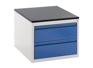 4040376926623 - Schubladenschrank mit Teleskopführungen Höhe 460 mm Schubladen 2 x 180 mm lichtgrau   enzianblau Breite 580 mm RAU