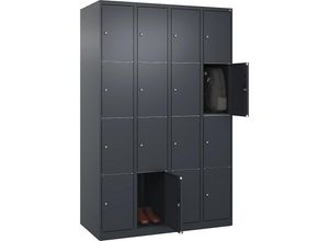 4067521353189 - 4er-Schließfachschrank Classic PLUS 4 Abteile grau B 1200 mm 16 Fächer mit Bodengleitern C+P