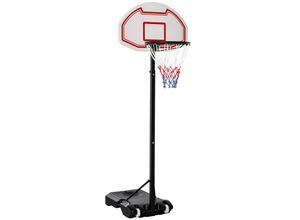 4250871216826 - Homcom - Kinder Basketballständer Basketballkorb mit Rollen Standfuß mit Wasser befüllbar Zielbretthöhe 194-249 cm pe + Stahl Schwarz - Weiß+Rot