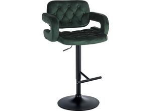 4255716308872 - - Barhocker Dublin Samt dunkelgrün Metall matt schwarz