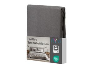 4255636634310 - NYVI Spannbettlaken DreamScience Frottee - Warm und Kuschelig hohe Feuchtigkeitsaufnahme schnell trocknend - Frottier Spannbetttuch Bettlaken Farbegrau Größe180 - 200x220 + 40 cm Boxspringbett