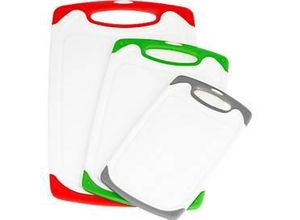 4007796048618 - Schneidbrett-Set Caterado STAR 3-teilig 3 verschiedene Größen mit Textileinleger Kunststoff weiß mit farbigen Rändern