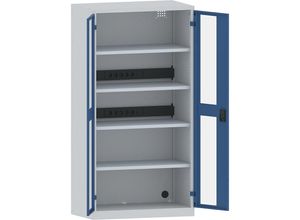 4047417511060 - LISTA Akku-Ladeschrank 4 Fachböden Sichtfenstertüren 2 Energieleisten rückseitig grau blau 4047417511060 - LISTA Akku-Ladeschrank 4 Fachböden Sichtfenstertüren 2 Energieleisten rückseitig grau blau