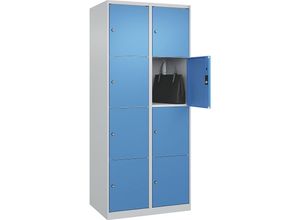 4067521351147 - 4er-Schließfachschrank Classic PLUS 2 Abteile lichtgrau lichtblau B 800 mm 8 Fächer mit Bodengleitern C+P 4067521351147 - 4er-Schließfachschrank Classic PLUS 2 Abteile lichtgrau lichtblau B 800 mm 8 Fächer mit Bodengleitern C+P