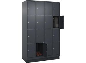 4066681694101 - 4er-Schließfachschrank Classic PLUS 4 Abteile grau B 1200 mm 16 Fächer mit Bodensockel C+P 4066681694101 - 4er-Schließfachschrank Classic PLUS 4 Abteile grau B 1200 mm 16 Fächer mit Bodensockel C+P