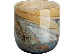 4063387398951 - Tischvase GILDE Vida Vasen Gr B H T 16 cm x 17 cm x 16 cm Ø 16 cm blau (blaugrau braun) Blumenvasen aus Glas mundgeblasen Höhe ca 17 cm