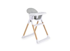 3801005152841 - Kinderhochstuhl Almond Holzoptik klappbar Doppeltablett Sicherheitsgurt grau
