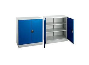 4251898828252 - Select Stahlschrank 2 OH 2 höhenverstellbare Einlegeböden Drehzylinderschloss B 916 x T 422 x H 1000 mm lichtgrau RAL 7035 enzianblau RAL 5010 2 Stück 4251898828252 - Select Stahlschrank 2 OH 2 höhenverstellbare Einlegeböden Drehzylinderschloss B 916 x T 422 x H 1000 mm lichtgrau RAL 7035 enzianblau RAL 5010 2 Stück