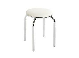 4001070443700 - Stapelhocker HAKU rund Sitzpolster Bezug Kunstleder weiß B 440 x T 440 x H 450 mm Stahl chromsilber 8 Stück 4001070443700 - Stapelhocker HAKU rund Sitzpolster Bezug Kunstleder weiß B 440 x T 440 x H 450 mm Stahl chromsilber 8 Stück