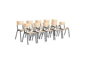 4251898828221 - Stapelstuhl Ceha® CS 3 ohne Armlehnen Sperrholz & Stahlrohr pulverbeschichtet B 385 x T 390 x H 490 mm Buche schwarz 10 Stück 4251898828221 - Stapelstuhl Ceha® CS 3 ohne Armlehnen Sperrholz & Stahlrohr pulverbeschichtet B 385 x T 390 x H 490 mm Buche schwarz 10 Stück