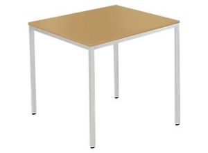 4251898823912 - Pure Stahlrohrtisch Quadrat Quadratrohrfuß B 800 x T 800 x H 720 mm Buche weißaluminium