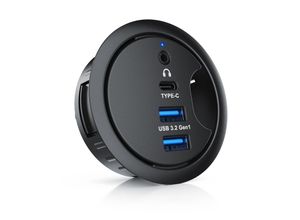 4062861814017 - CSL Kabeldurchführung mit USB Hub 2x USB-A 1x USB-C Audioanschluss