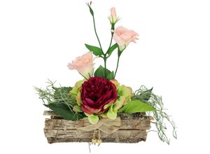 4019844698348 - Kunstpflanze IGEA Gesteck Rose in Schale Kunstpflanzen Gr B H 27 cm x 25 cm 1 St lila (violett hell) Kunstpflanze Künstliche Zimmerpflanzen Kunstpflanzen