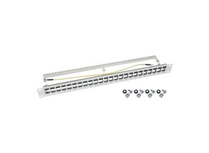 4010537634612 - HMF 66446-07 STP Keystone-Patchpanel für Serverschrank 19 Zoll 1 HE 24 Ports RJ45 Geschirmt Lichtgrau