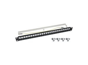 4010537634605 - HMF 66446-02 STP Keystone-Patchpanel für Serverschrank 19 Zoll 1 HE 24 Ports RJ45 Geschirmt Schwarz