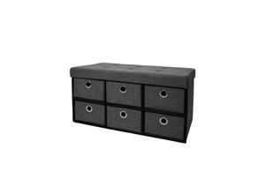 4057216035889 - Faltbare Sitzbank 76x38x38cm mit 6 Schubladen Sitztruhe 80L Polsterbank Ottomane Leinen Dunkelgrau 4057216035889 - Faltbare Sitzbank 76x38x38cm mit 6 Schubladen Sitztruhe 80L Polsterbank Ottomane Leinen Dunkelgrau