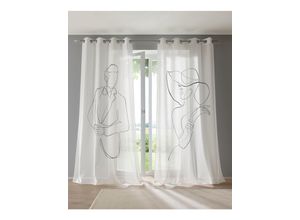 6933897924934 - Gardine HEINE HOME Gr 1 schwarz-weiß (weiß schwarz) 145cm Ösen Multifunktionsband 135cm Polyester Gardinen 6933897924934 - Gardine HEINE HOME Gr 1 schwarz-weiß (weiß schwarz) 145cm Ösen Multifunktionsband 135cm Polyester Gardinen