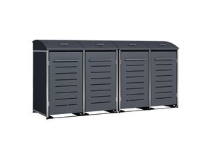 4050747101542 - Mülltonnenbox KIEL 278x83x136cm für 4x Tonne 120 und 240 Liter Stahl anthrazit + Edelstahl
