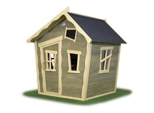 8718469466559 - Exittoys - Exit Holz Spielhaus Crooky 100 Grau 145x171 cm