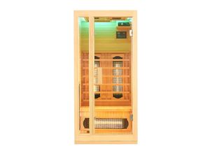 4260565525950 - Infrarotkabine Nyborg S90V - Infrarotsauna Vollspektrumstrahler LED-Farblicht & große Glastür - Wärmekabine für 1 Person 90 x 90 cm - Artsauna