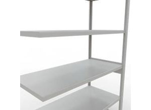 4004514295095 - Schulte Lagertechnik Fachbodenregal-Stecksystem MULTIplus 250 Anbauregal Längenriegel 2500x1300x600 mm 6 Böden lichtgrau