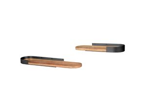 4251561909820 - riess-ambiente Wandregal PURE NATURE - modern 2er Set 60cm schwarz Mangoholz massiv Metall handmade