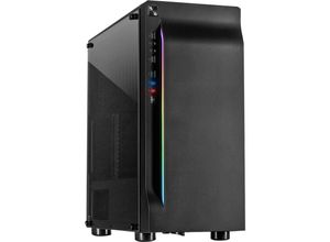 4260455645034 - A-3411 Creek - RGB Midi-Tower PC-Gehäuse Schwarz Staubfilter Seitenfenster Integrierte Beleuchtung