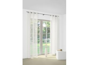 4004567372392 - Gardine WIRTH Bettina beige (creme) Gardinen 210cm Ösen 550cm Polyester Fertig-Store mit Metallösen nach Maß B550cm H210cm