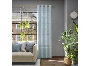 4006470510908 - Vorhang NEUTEX FOR YOU Libre-ECO blau Gardinen 255cm Ösen 142cm Polyester Nachhaltig Breite 142 cm nach Maß B142cm H255cm