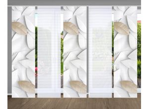 4056751515177 - Schiebegardine HOME IN GREEN LISON Gr 1 beige (naturfarben) B60cm H245cm Polyester Gardinen SET DIGITALDRUCKBAMBUSOPTIK RECYCELT