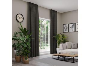 4006470552489 - Vorhang nach Maß NEUTEX FOR YOU VELVETDREAM grau (dunkelgrau) Gardinen 250cm Multifunktionsband 137cm Obermaterial 100% Polyester Uni Blackout mit samtiger Oberfläche B137cm H250cm