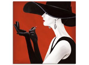 4055327709095 - Wandbild ARTLAND Hut ab II Bilder Gr B H 40 cm x 40 cm Leinwandbild Frau quadratisch 1 St rot Bild Poster Bilder als Leinwandbild Wandaufkleber oder in versch Größen